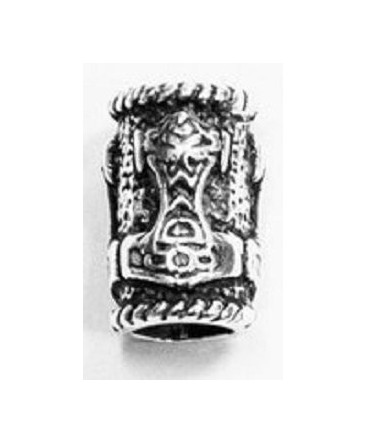 PERLE VIKING EN ARGENT AVEC MARTEAU DE THOR POUR BARBE ET CHEVEUX